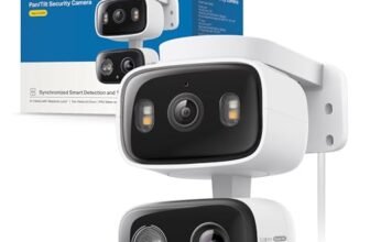 Tapo C246D Telecamera WiFi Esterno Doppio Obbiettivo(3MP+3MP), Pan/Tilt, Visione Notturna a Colori, Notifiche AI Persone/Animali Domestici/Veicoli/Bimbi, Tracciamento Smart, IP65, 2 Views in 1 Schermo