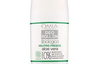 Omia, Deo Roll On Eco Biologico con Aloe Vera, Antitraspirante, Deodorante per Sudorazione Intensa, Senza Sali di Alluminio, Freschezza per 24 ore, Deodorante Uomo e Donna – 50 ml