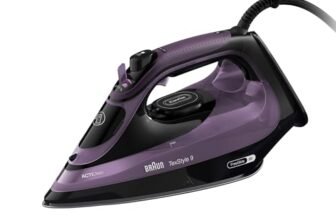 Braun Texstyle9 SI9661VI Ferro da stiro a vapore con 5 Anni di Assistenza, Colpo vapore 250g/min, Modalità ECOMODE Risparmio energetico, Piastra Freeglide 3D Superceramic, Serbatoio 330ml, Viola
