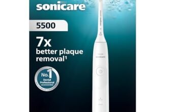 Philips Sonicare 5500, spazzolino elettrico sonico con 1 livello di intensità, avviso di pressione, EasyStart, Smartimer e BrushPacer, bianco, modello HX7110/01 [Nuova tecnologia]