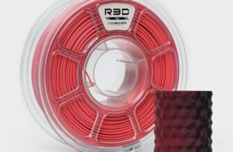 R3D Filamento per stampante 3D PLA opaco bicolore, coestrusione, 1,75 mm, 1 kg, stampa ad alta velocità 30-370 mm/s, precisione dimensionale +/- 0,02 mm, bobina di plastica da 1 kg(Opaco Nero-Rosso)