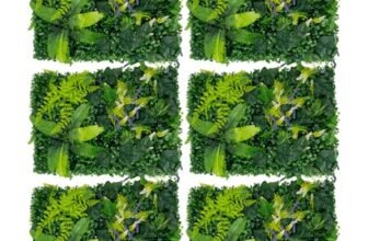 ZENGRICE Parete vegetale artificiale, 6 pannelli, siepe artificiale, pianta sintetica, 60 x 40 cm, decorazione vegetale da parete, giardino, balcone, terrazza soggiorno, fogliame impermeabile, 3D