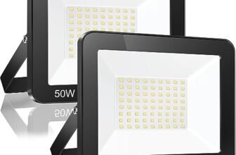 YIQIBRO Faretto LED da Esterno 50W 2 Pezzi, Faro LED Esterno IP67 Impermeabile, 5000LM 6500K Super Luminoso Bianco Freddo Luce di Sicurezza per Giardino, Garage, Cortile, Terrazza, Patio