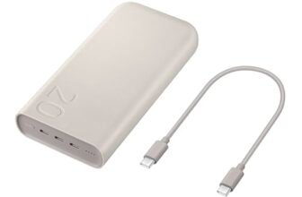 Samsung Caricabatterie Portatile 20.000 mAh Power Bank Super Fast Charging 45W, 3 porte di ricarica USB-C, Beige