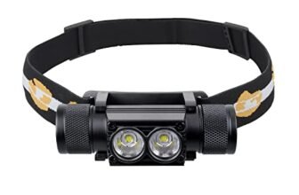 Sofirn – Lampada da testa a LED con luce rossa, ricaricabile, D25LR, luce super luminosa, USB C, torcia frontale con 90 alti CRI bianco chiaro e 660 nm luce rossa profonda per jogging (blanca)