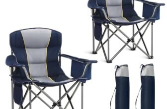 HIGH POINT SPORTS Sedia Pieghevole da Campeggio 200kg Sedia da Campo Portatile e Resistente con Portabicchieri Sedia da Pesca Blu 2 Pezzi