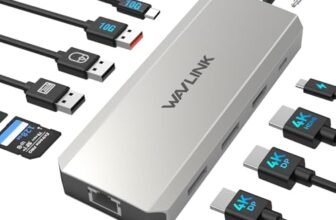 WAVLINK Stazione docking per computer portatili, Displayport Docking Station con doppio DP, HDMI, 100W PD IN, 10Gbps USB A/C, porta Ethernet 2.5G per Dell/HP/Lenovo ecc, solo computer Windows Systerm