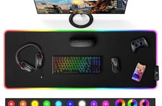 Gimars Tappetino Mouse Gaming RGB, 800x300x4mm – Tappetino Mouse XXL, 12 Modalità di Illuminazione, Tappetino Scrivania Grande Mouse Pad RGB con Superficie Liscia Premium, Base in Gomma Antiscivolo
