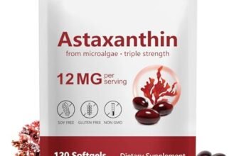 Astaxantina Integratore Naturale 12 mg, Antiossidanti Integratori da Alga Haematococcus Pluvialis | Senza OGM & Senza Glutine, Facile da Deglutire | Natural Astaxanthine per 4 Mesi – 120 Capsule
