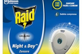 Raid Night & Day Ricarica, Antizanzare e Repellente Zanzare Inodore a Sabbia Compressa, Confezione da 2 Ricariche, Senza Profumo