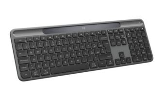 Logitech Signature Slim Solar+, tastiera wireless alimentazione a luce solare e artificiale, batteria resistente che dura fino a 10 anni, tasti personalizzabili, Bluetooth, Italiano QWERTY – Grafite
