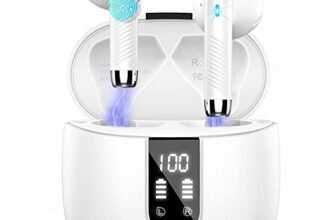 Cuffie Bluetooth, Auricolari Bluetooth 5.4 Cuffie Wireless in-ear con 4 Mic, 2026 Cuffie Senza Fili ENC Cancellazione Rumore, Mini Cuffiette Sport Earbuds IP7 Impermeabile HiFi Stereo/LED/USB-C Bianco