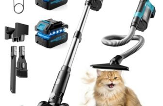 Aspirapolvere senza Fili 60 kPa/700 W/70 min, Scopa Elettrica senza Filo Potente con Batteria da 8.000 mAh, Tubo da 2,3 m, Antigroviglio, Aspirapolvere a Scopa per Tappeti Pavimento Peli Animali