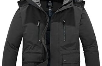 Wantdo Cappotto Spesso Caldo Invernale Giacca Media Lunghezza Antivento Parka con Cappuccio in Pelliccia Giubbotto Slim Fit Idrorepellente Uomo Grigio Scuro L