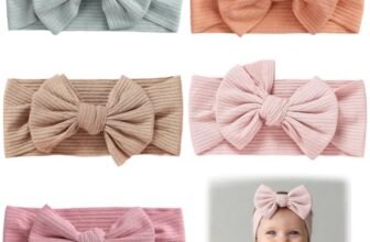 5 Pezzi Fasce Bambina, Accessori Neonata, Fiocco Fascia Capelli Bambina in Nylon Elasticizzato Regalo Per Bambini Per Foto, Fascia Neonato per Capelli, Morbido Copricapo Carino per Bambini Neonati