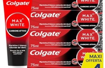 Colgate Dentifricio Sbiancante Max White Carbon 4 Confezioni da 75 ml I Dentifricio Minerale Delicato Al Carbone Attivo Per Denti Bianchil I Sbiancantemento denti I Bianco naturale