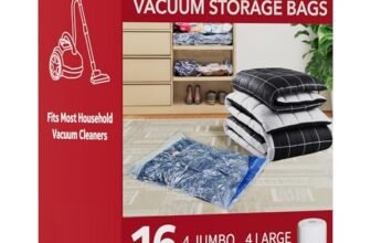 MEIQIHOME Set da 16 Sacchetti Sottovuoto con Pompa Elettrica – 4J/4L/4M/4S – Sacchetti Compressione per Vestiti, Ideali per Traslochi e Viaggio