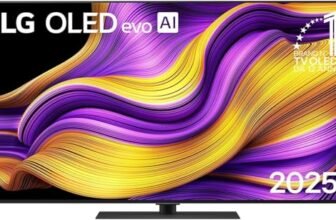 LG OLED evo AI G5 TV 55 pollici, Smart TV 4K, Base da appoggio inclusa, Processore α11 Gen2, Brightness Booster Ultimate, webOS con AI, Dolby Vision e Atmos, VRR e GSYNC 4K@165Hz, OLED55G56LS 2025