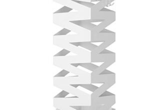 SONGMICS Porta Ombrelli in Metallo, Contenitore per Ombrelli Quadrato con 4 Gancetti e Vaschetta Scolapioggia Rimovibile, 15,5 x 15,5 x 49 cm, Bianco LUC16W