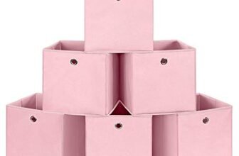 SONGMICS Rfb02Pk-3 Set Di 6 Scatole Di Stoffa Pieghevoli In Tessuto Non Tessuto, Cubiche, Per Riporre Giocattoli E Vestiti, Rosa