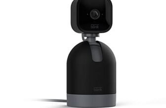Blink Mini Pan-Tilt Camera | Videocamera intelligente di sicurezza, da interni, plug-in, audio bidirezionale, video HD, rilevazione di movimento, funziona con Alexa | Nero