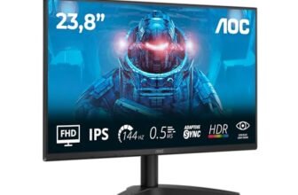 AOC Monitor da gioco 24B36X da 24 pollici FHD, 144 Hz, IPS, MPRT da 0,5 ms, sincronizzazione adattiva, HDR10, (1920 x 1080, HDMI 1x 1.4, DP 1x 1.4), nero