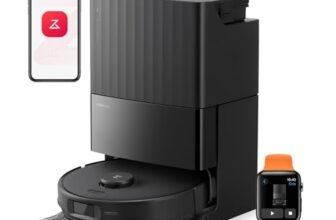 roborock Qrevo Edge S5A Robot Aspirapolvere e Lavapavimenti 18.500 Pa, zero grovigli, spazzola principale DuoDivide, spazzola laterale FlexiArm e Mocio, lavaggio ad acqua calda e autopulizia Nero