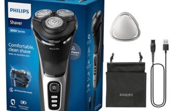 Philips rasoio elettrico serie 3000 – Rasoio elettrico Wet & Dry per uomo con tecnologia SkinProtect, colore Deep Black, rifinitore a scomparsa, rasoio cordless, astuccio da viaggio (modello S3241/12)