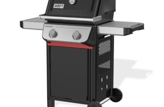Weber Barbecue a gas Spirit E-210/2 bruciatori, accensione Snap-Jet, ruote resistenti e griglia di riscaldamento, superficie di 51 x 46cm, compatibile con le guide laterali Weber Works, nero/argento