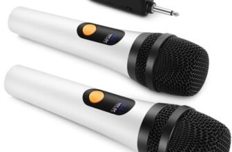 ALPOWL Microfono Wireless, doppio microfono dinamico Bluetooth digitale con ricevitore ricaricabile, portata 60M, microfono per canto, karaoke, riunioni, chiesa, matrimonio