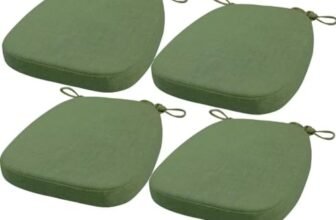 FIOVIP Cuscino per sedia con cinghie rimovibili, lavabile, doppio antiscivolo, alta elasticità(40X38X33CM(5CM),Verde agata,4 pezzi)