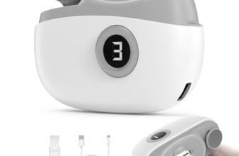 Tagliaunghie Elettrico, Tagliaunghie Automatico Con Luce LED + Indicatore, Regolazione a tre Velocità, Funzione di Taglio e Lucidatura Automatica + Stoccaggio di Residui Delle Unghie (Bianco)