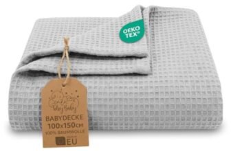 Totsy Baby Coperta neonato cotone a nido d’ape 100×150 cm – Plaid waffle morbido copertina leggera tessuto traspirante telo bambino sottile fasciatura neonati certificazione Oeko-Tex Grigio