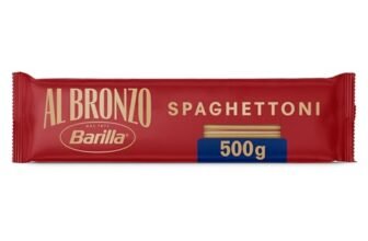 Barilla Pasta Al Bronzo Spaghettoni 100% Grano Italiano, Pasta Trafilata Al Bronzo con Lavorazione al Bronzo Grezzo, Ruvidità Intensa, Formato Spesso e Corposo, Alta Tenuta di Sugo e Cottura, 500 g