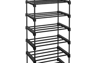 SONGMICS Scarpiera a 6 Ripiani Grande, Scaffale Portascarpe in Metallo, Fai da Te, Scaffale Salvaspazio e Versatile per Ingresso Soggiorno Camera da Letto Cucina, 45 x 30 x 106 cm, Nero LSA23BK