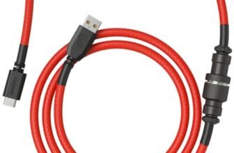 GLORIOUS Gaming Coiled Keyboard Cable premium – Connessione USB-A (PC) e USB-C (tastiera) placc. in oro, anti-intreccio, rivest. intrecc. doppio, aviator Mid-Connection a 5 pin – Rosso cremisi