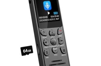 80GB Registratore Vocale Professionale, Volorful 70 Ore Registratore Audio con 1,44″ Schermo Colori, Attivazione Vocale, Lettore MP3, USB-C Registratori Vocali Digitale Portatile per Lezioni Riunioni