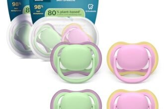 Philips Avent Ultra Start Ciuccio – Design ortodontico, per neonati 6-18 mesi, tettarella simmetrica in morbido silicone, senza BPA, 2 custodie per la sterilizzazione, confezione da 4, SCF087/25