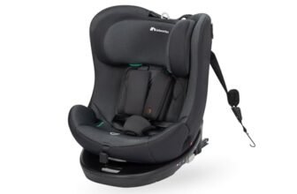 Bebeconfort EvolveFix i-Size Seggiolino Auto 0-36 kg, 360 girevole, 0-12 anni, 40-150 cm, Isofix, Reclinabile 5 posizioni, Regolabile in Altezza, Top Tether, Tessuti Traspiranti, Colorato di Nero
