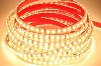 pcning 220V 2835 Strisce LED Adesive 5M Bianco Caldo IP67 Impermeabile con Interruttore, 5 Metri 120led/m LED Strip 3000K (Bianco Caldo, 5.00)