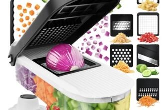 Fullstar Taglia Verdure e Mandolina Affetta Verdure – Tritatutto Manuale Cetrioli Cipolle Carote Patate – Tagliaverdure Multifunzione Cubetti Julienne – Grattugia Formaggio (Compatto 6-in-1 Bianco)