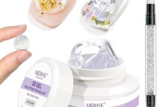 MIZHSE 30G Clear 3D Scultura Nail Gel, 3D Gel Nail Art per Modellazione, Scultura Unghie Glue Non Stick Mano, Rhinestone Glue per Nail Art con Pennello in Silicone, Strumento per Manicure fai da te