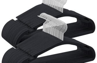 SONGMICS Grucce in Velluto, 50 Pezzi, Grucce Appendiabiti, 43 x 21 cm, Antiscivolo, con Scanalature ai Lati, Barra per Cravatte, Gancio Girevole a 360°, Salvaspazio, Nero Inchiostro CRF039B03