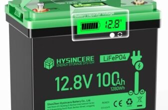 HYSINCERE Batteria Litio Mini LiFePO4 12V 100Ah con LED, 100A Intelligente BMS & Max. 15000 cicli, 12 Volt Deep Cycle 1280 Wh ricaricabile per camper, campeggio, sistemi a casa solare, barche
