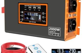 2000W/4000W inverter 12v 220v onda pura, inverter auto 12v 220v onda pura con display LCD, Telecomando，porta USB-C e porta QC 3.0 per veicoli di emergenz，camper, camion ect