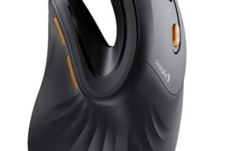 ProtoArc Mouse Ergonomico, EM11 NL Mouse Verticale Senza Fili Ottico Ricaricabile con 3 Porte Dispositivi (2*Bluetooth &USB), 3 DPI Regolabili per Computer, iPad, Mac, Windows – Nero