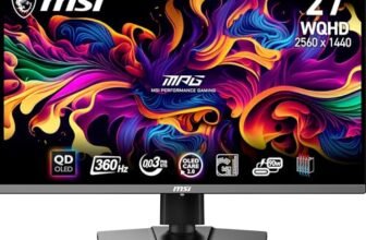 msi MPG 271QRX QD-OLED 27″ WQHD Gaming Monitor – Pannello OLED Quantum Dot 2560 x 1440, 360Hz / 0,03ms, 99% DCI-P3, ΔE≤2, DisplayHDR True Black 400, KVM, RGB – DP 1.4a, HDMI 2.1, USB Type-C