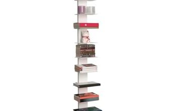 STEELNOVO | Beatrice, Libreria Verticale Salvaspazio con 10 Ripiani, Altezza 150 cm, Libreria a Colonna in Acciaio Verniciato Moderna, Scaffale da Terra Colore Bianco, Soggiorno, Studio, Made In Italy