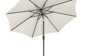 SONGMICS Ombrellone da Giardino 300 cm, UPF 50+, Parasole, Inclinazione Bidirezionale a 30°, Manovella per Apertura/Chiusura, Esterno Terrazzo Balcone Piscina, senza Base, Beige GPU30BE