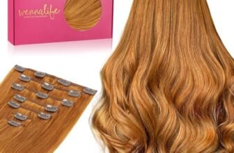 WENNALIFE Extension Capelli Veri Clip, 40cm 120g 7pcs Extension Clip Capelli Veri Zenzero di Auburn Remy Umani Naturali Capelli Extension con Clip